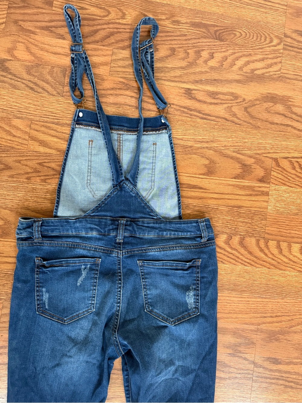 Women’s Wax Jean Blue Distressed Denim Overalls - Picture 5 of 8